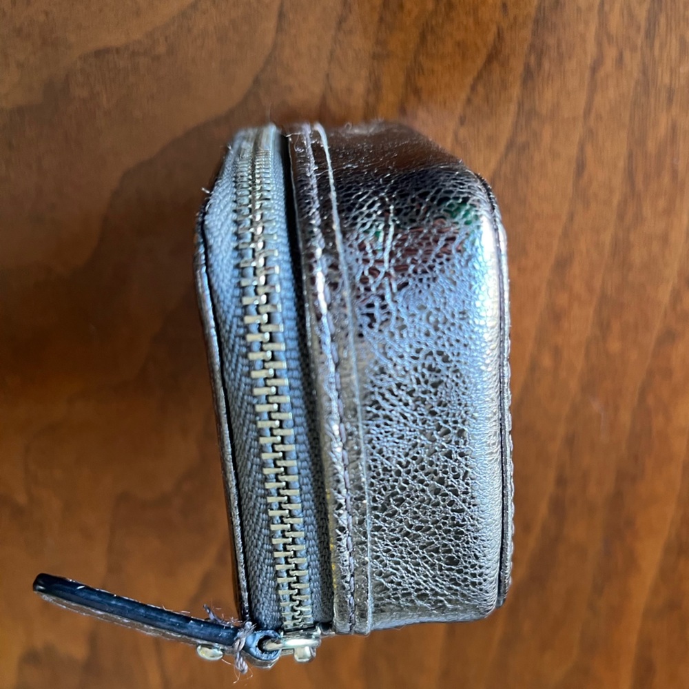 Coach Metallic Silver pouch, great for pill bottles, chapstick/hand sanitizer! - Picture 3 of 7
